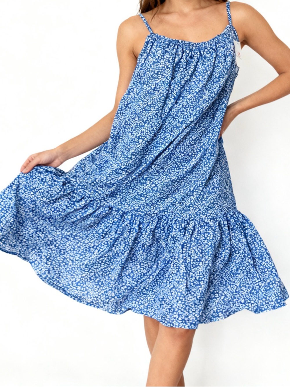 Blue Floral Spaghetti Strap Sundress